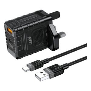 Cellairis GaN 2 QC 3.0 and PD Port Charger with Type A to Type C Cable, Black, 30 W – Wholesale & Export UAE