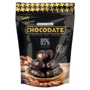 Chocodate Exclusive 85% Extra Dark Chocolate Coated Dates with Almond, 250g – Wholesale & Export UAE
