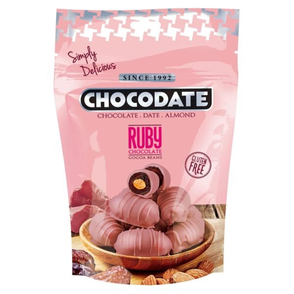 Chocodate Ruby Chocolate Covered Dates with Almond, 90g – Wholesale & Export UAE