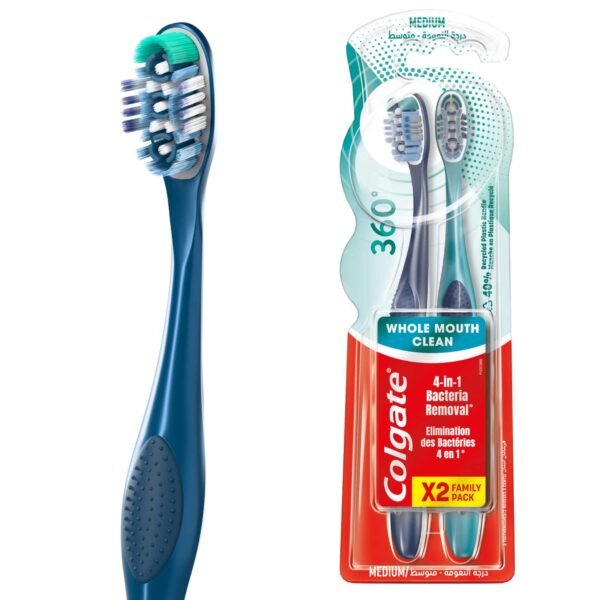 Colgate 360 Whole Mouth Clean Medium Toothbrush, 2 PCS – Wholesale & Export UAE