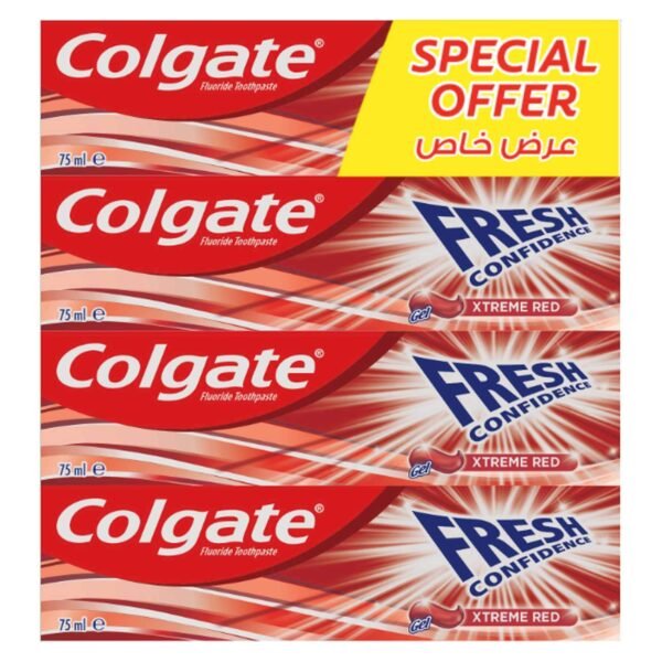 Colgate Fresh Confidence Xtreme Red Gel Toothpaste 75ml Pack of 4 – Wholesale & Export UAE