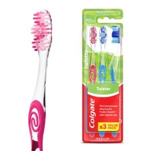 Colgate Twister Medium Toothbrush with Caps, 3 PCS – Wholesale & Export UAE