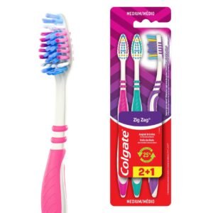 Colgate Zig Zag Medium Toothbrush with Tongue Cleaner, 3 PCS – Wholesale & Export UAE