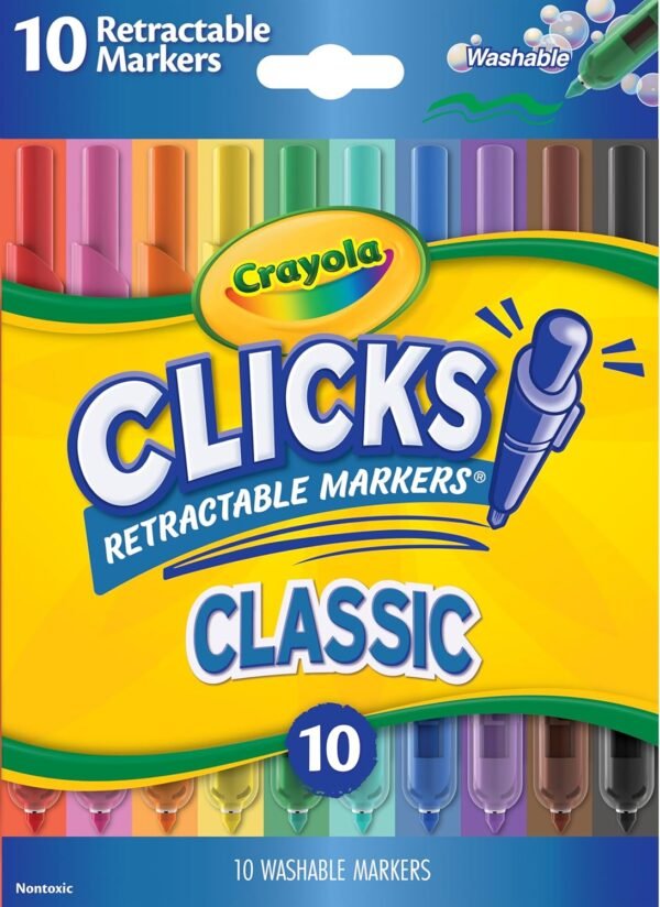 Crayola-Clicks-Retractable-Tip-Markers-10Ct-Washable-Art-Marker-Set-Coloring-Markers-For-Kids-Back-To-School-Supplies-3-1 Crayola Clicks Retractable Tip Markers (10Ct), Washable Art Marker Set, Coloring Markers For Kids, Back To School Supplies, 3+ – Wholesale & Export UAE