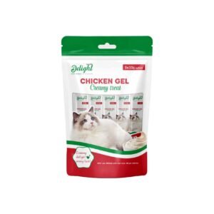 Delight Cat Wet Food Creamy Treat Chicken Flavor Gel Snacks, 10g Pack of 5 – Wholesale & Export UAE
