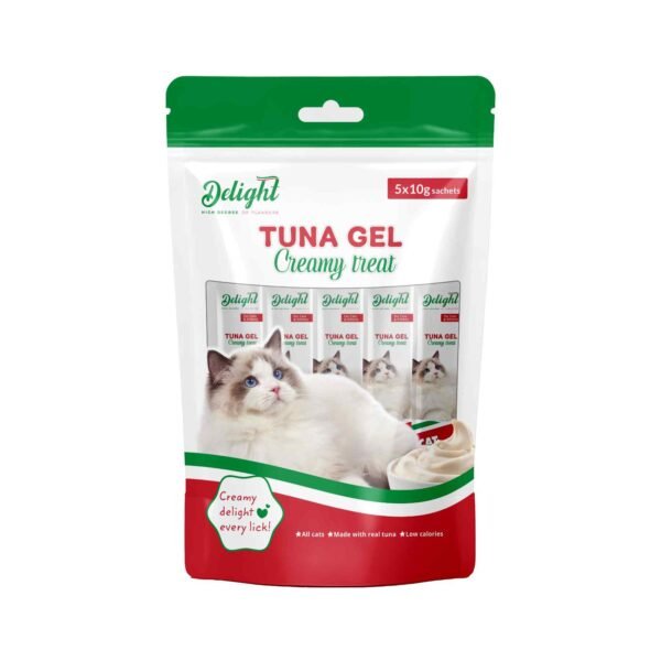 Delight Cat Wet Food Creamy Treat Tuna Flavor Gel Snacks, 10g Pack of 5 – Wholesale & Export UAE