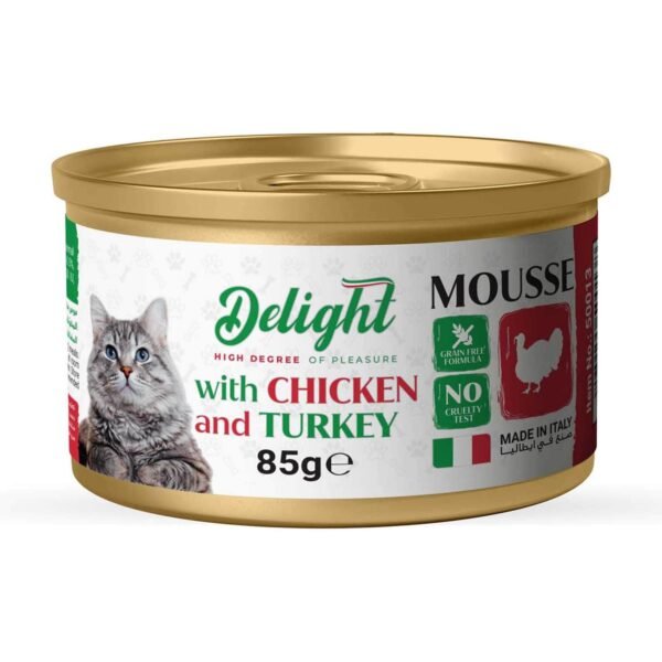 Delight Wet Cat Food Mousse with Chicken and Turkey Protein Rich Food, 85g – Wholesale & Export UAE