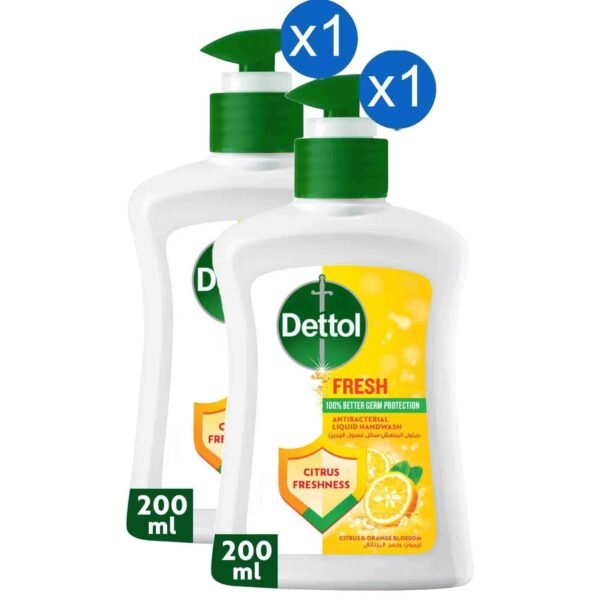 Dettol Fresh Antibacterial Liquid Hand Wash Citrus Freshness Citrus and Orange Blossom, 200ml, Pack of 2 – Wholesale & Export UAE