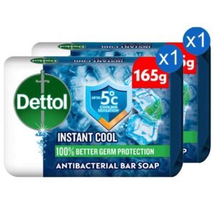 Dettol Instant Cool Antibacterial Bar Soap Cooling Sensation, 165g, Pack of 2 – Wholesale & Export UAE