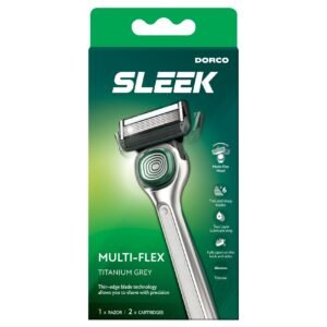 Dorco-Sleek-Multiflex-Razor-Handle-with-2-Cartridges-Titanium-Grey Dorco Sleek Multiflex Razor Handle with 2 Cartridges, Titanium Grey – Wholesale & Export UAE