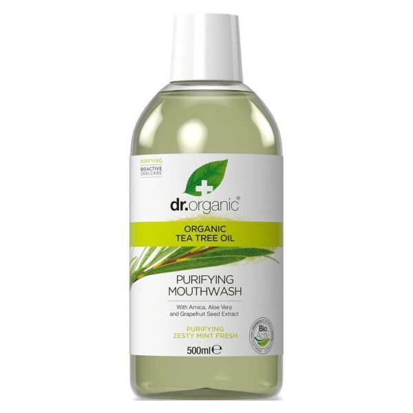 Dr.Organic Organic Tea Tree Oil Purifying Mouthwash Zesty Mint Fresh 500ml – Wholesale & Export UAE