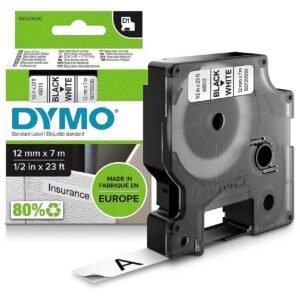 Dymo D1 Label Tape, Black on White, 12mm x 7m – Wholesale & Export UAE