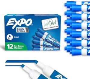 EXPO 80003 Low-Odor Dry Erase Markers, Chisel Tip, Blue, 12-Count – Wholesale & Export UAE