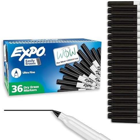 EXPO Dry Erase Markers, Low Odor Ink, Black, Ultra Fine Tip, 36 Count – Wholesale & Export UAE