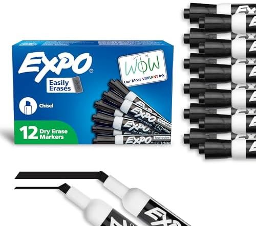 EXPO Low Odor Dry Erase Markers, Chisel Tip, Black, 12 Count – Wholesale & Export UAE