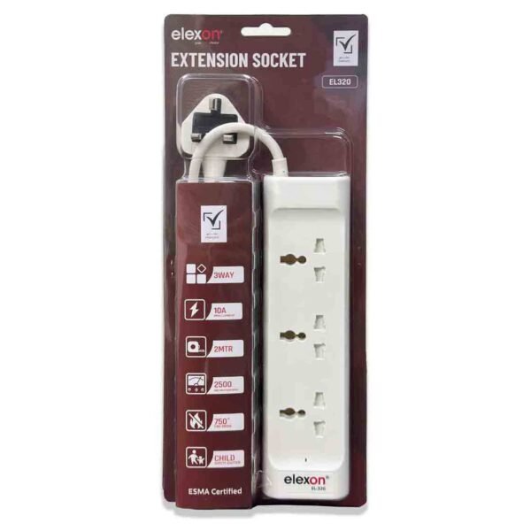 Elexon-3-Way-Extension-Socket-EL320-White-2 Elexon 3 Way Extension Socket EL320, White – Wholesale & Export UAE