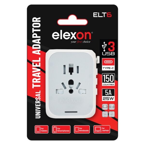 Elexon Universal Travel Adaptor ELT6 White – Wholesale & Export UAE
