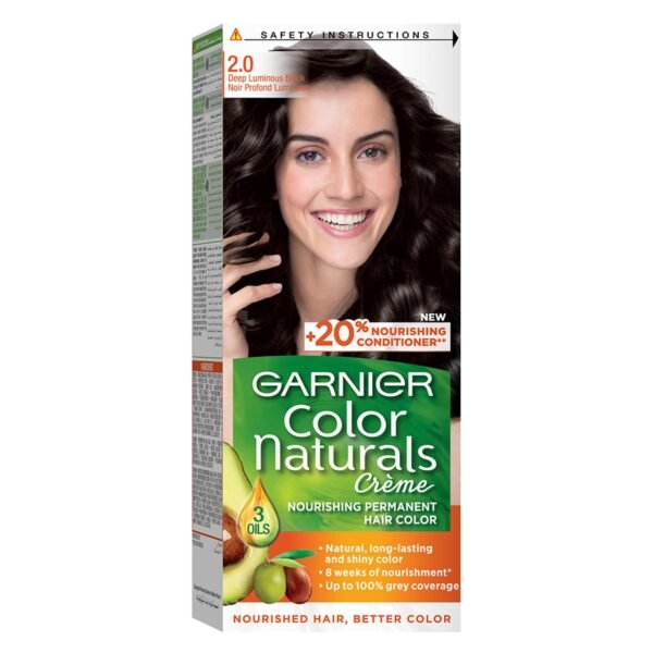 Garnier Color Naturals Crème Nourishing Permanent Hair Color, 2, Deep Luminous Black – Wholesale & Export UAE