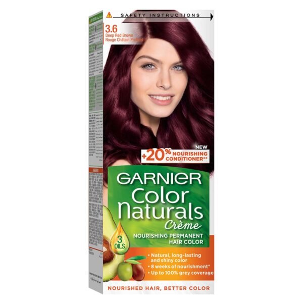 Garnier Color Naturals Crème Nourishing Permanent Hair Color, 3.6, Deep Red Brown – Wholesale & Export UAE