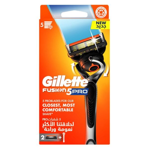 Gillette Fusion5 Pro Men's Refillable Razor: Handle + 2 Blade Refills – Wholesale & Export UAE