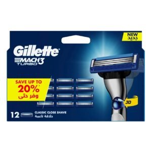 Gillette Mach3 Turbo 3D Classic Close Shave Blade Refills, Pack of 12 – Wholesale & Export UAE