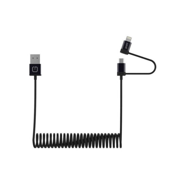 Gosh LYNK CABLE 2 in I , 1.2 Meter,Charge and sync coiled cable with Lightning and Micro USB. – Wholesale & Export UAE
