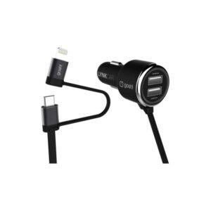 Gosh LYNK CAR Car charger 20.5 W, 1.2 Meter, Fast Charge with 2 in 1 Lightning Connector and Micro USB Flat coiled Charging Cable – Wholesale & Export UAE