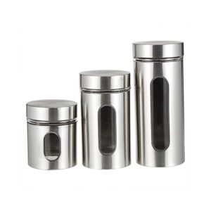 Harmony Glass Canister Silver/Clear 740ml+500ml+325ml 3 PCS – Wholesale & Export UAE