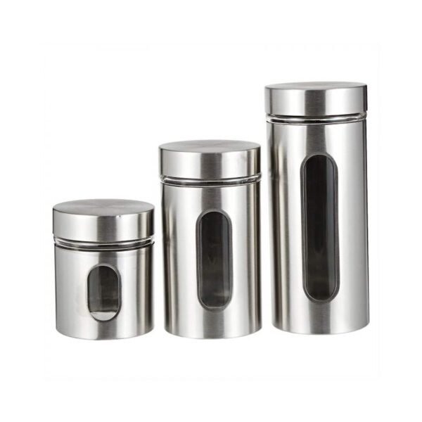 Harmony Glass Canister Silver/Clear 740ml+500ml+325ml 3 PCS – Wholesale & Export UAE