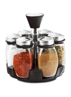 Home Smart 7PC Revolving Spice Rack Spinner Countertop Spice Organizing Jars Glass Jar Bottles For Herbs, Salt, Spices And More Spice Jars F – Wholesale & Export UAE