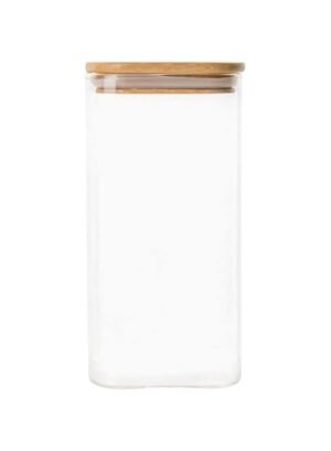 Honey Bee 1.75 Liter Square Glass with Bamboo Cover – Wholesale & Export UAE