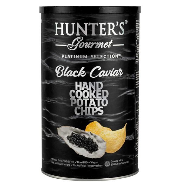 Hunterx27s-Gourmet-Platinum-Collection-Black-Caviar-Hand-Cooked-Potato-Chips-150g-2 Hunter's Gourmet Platinum Collection Black Caviar Hand Cooked Potato Chips, 150g – Wholesale & Export UAE