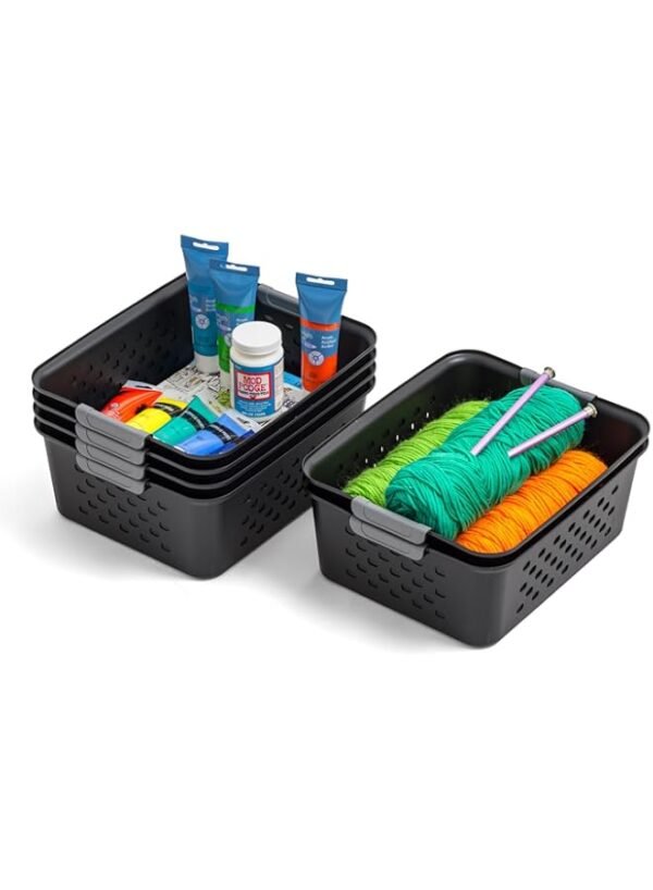 Iris Ohyama USA USA Plastic Storage Basket, 6-Pack, Medium, Shelf Basket Organizer for Pantries, Kitchens, Cabinets, Bedrooms, Black – Wholesale & Export UAE