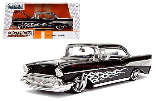 JADA 1 24 WB Metals Bigtime Kustoms 1957 Chevrolet Bel Air Black with White Flame Design Diecast Vehicles – Wholesale & Export UAE
