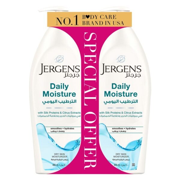 Jergens Daily Moisture With Silk Proteins And Citrus Extracts Dry Skin Moisturizer Lotion 400ml Pack of 2 – Wholesale & Export UAE