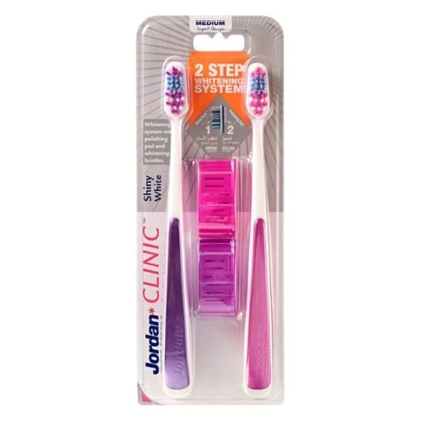 Jordan Clinic Shiny White Toothbrush Medium Multicolour 2 PCS – Wholesale & Export UAE