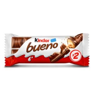 Kinder Bueno Milk Chocolate Bar in Wafer with Hazelnut Cream, 2 Individually Wrapped Bars, 43g – Wholesale & Export UAE