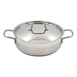Korkmaz Alfa, Stainless Steel Low Casserole, Silver, 26cm – Wholesale & Export UAE