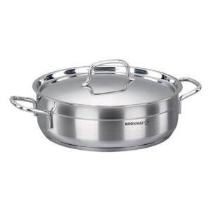 Korkmaz Alfa, Stainless Steel Low Casserole, Silver, 28cm – Wholesale & Export UAE