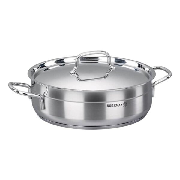 Korkmaz-Alfa-Stainless-Steel-Low-Casserole-Silver-28cm-1 Korkmaz Alfa, Stainless Steel Low Casserole, Silver, 28cm – Wholesale & Export UAE