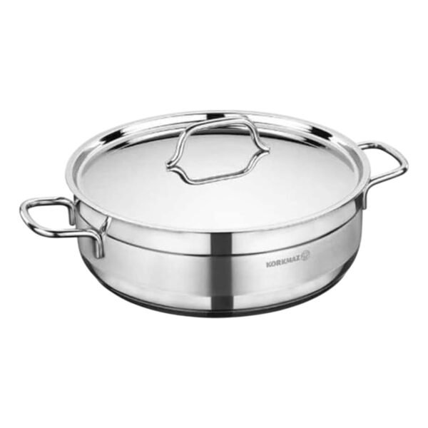 Korkmaz-Alfa-Stainless-Steel-Low-Casserole-Silver-30cm Korkmaz Alfa, Stainless Steel Low Casserole, Silver, 30cm – Wholesale & Export UAE