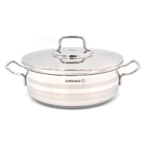 Korkmaz Astra 2, Stainless Steel Low Casserole, Induction Base, Silver, 26 cm, 4.5 L – Wholesale & Export UAE