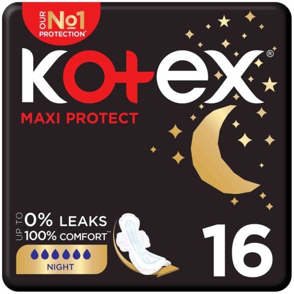 Kotex Maxi Protect Thick Pads Overnight Protection Sanitary Pads with Wings 16 Sanitary Pads – Wholesale & Export UAE