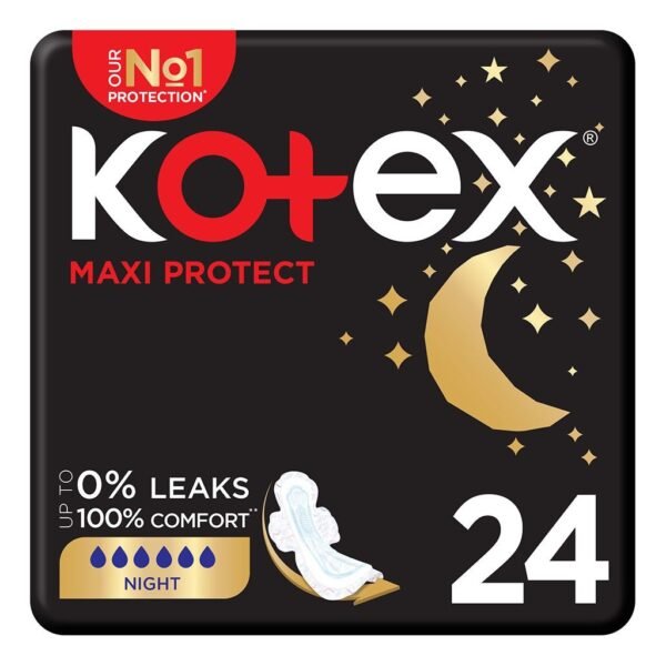 Kotex Maxi Protect Thick Sanitary Pads With Wings For Overnight Protection, Pack of 24's – Wholesale & Export UAE