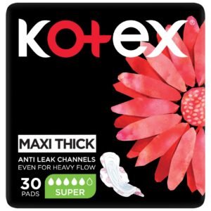Kotex Maxi Thick Super with Wings Slim Sanitary Pads 30 Pads – Wholesale & Export UAE