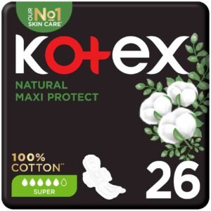 Kotex Natural Maxi Protect Thick Pads 100% Cotton Pad Super Size with Wings 26 Sanitary Pads – Wholesale & Export UAE