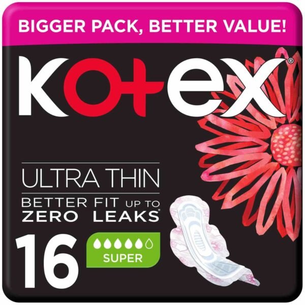 Kotex Natural Ultra Thin Pads 100% Cotton Pad Super Size Sanitary Pads with Wings 16 Sanitary Pads – Wholesale & Export UAE