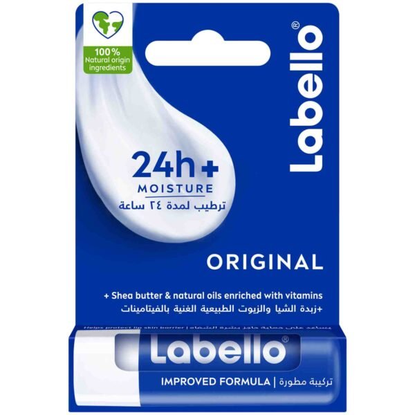 LABELLO Lip Balm, Original Care, 24H Moisture with Shea Butter, Vegan, 4.8g – Wholesale & Export UAE
