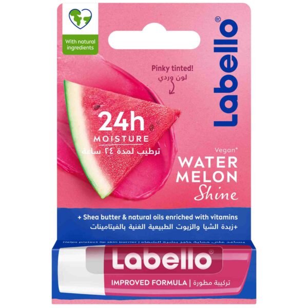 LABELLO Lip Balm, Watermelon Shine, 24H Moisture with Shea Butter, Vegan, 4.8g – Wholesale & Export UAE