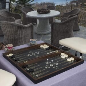 LaModaHome Star Antique Turkish Backgammon Set, Elite Vinyl Wooden Poliester Verbena Design, Board Game Tavla, Mother of Pearl, Magnetic Clo – Wholesale & Export UAE